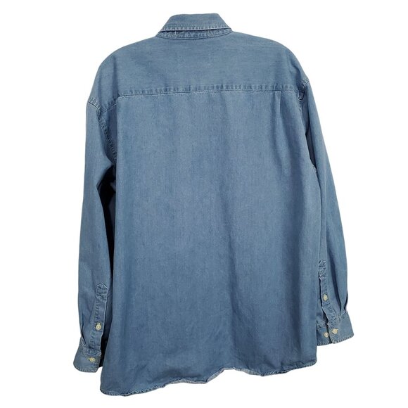 Orvis Mens L Shirt Denim Button Up Lightweight Work Barn Chore Shacket Outdoors - Picture 3 of 10